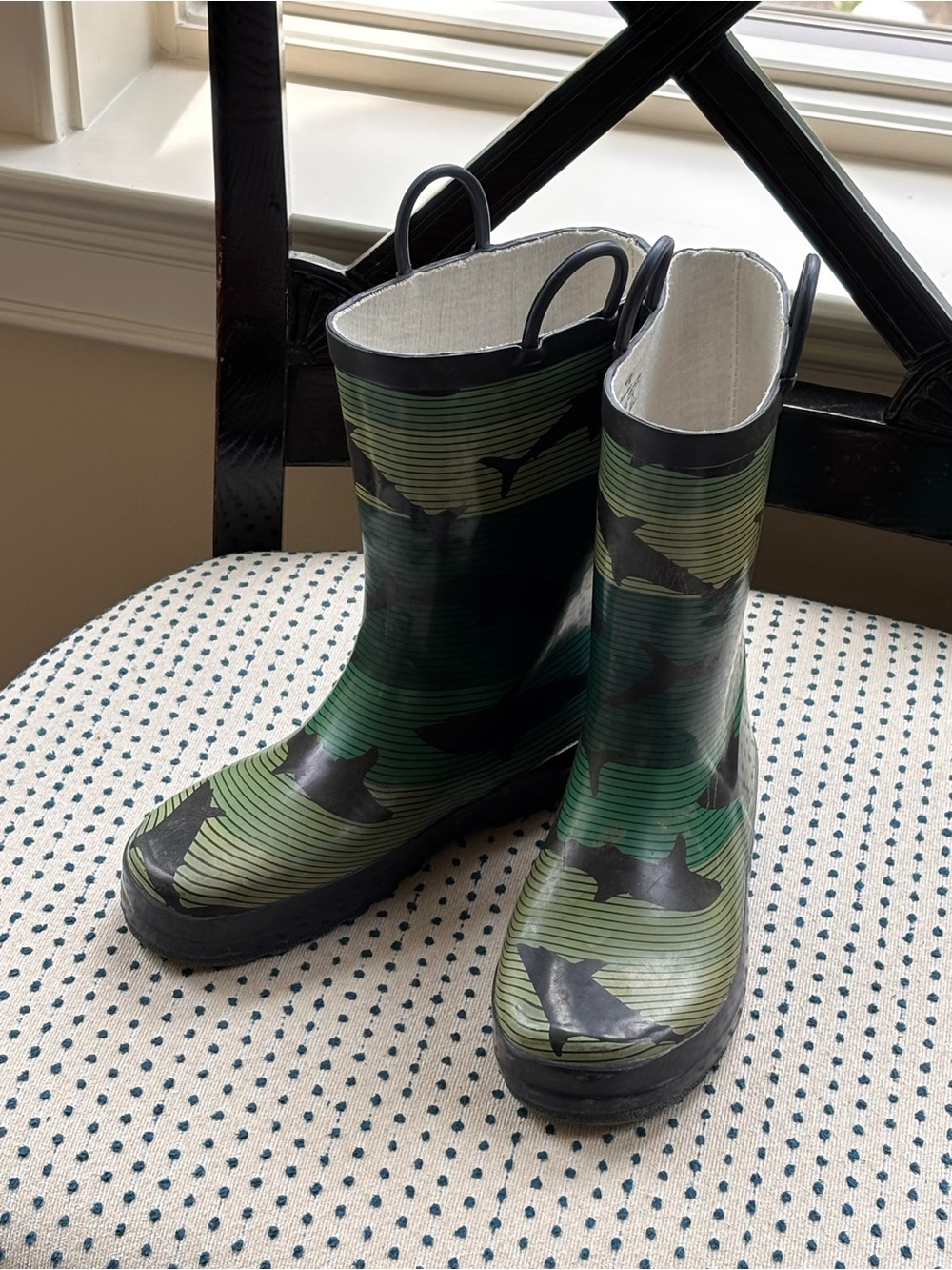 Western Chief Kids Green & Black Shark Rain Boots